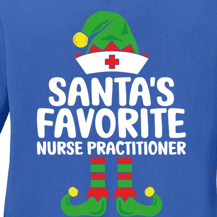 Santas Favorite Nurse Practitioner Elf Christmas Nurses Gift Ladies Long Sleeve Shirt