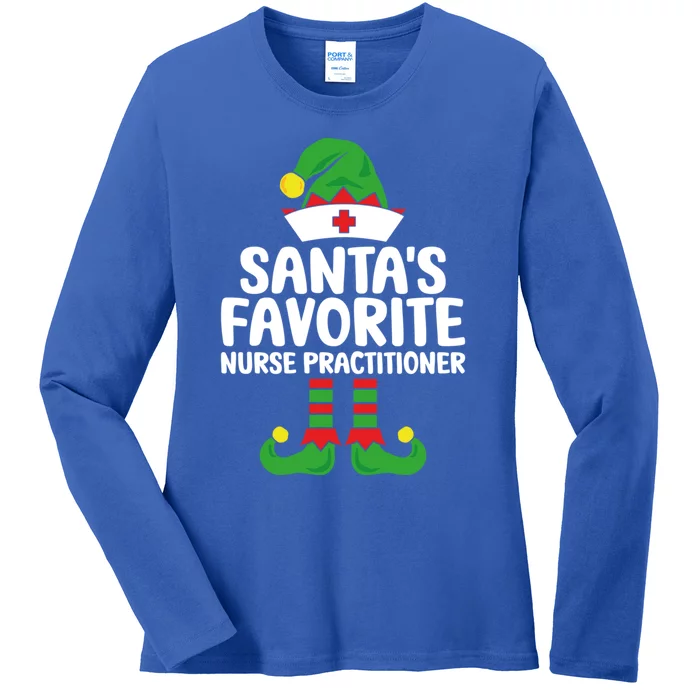 Santas Favorite Nurse Practitioner Elf Christmas Nurses Gift Ladies Long Sleeve Shirt