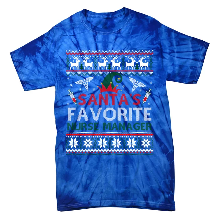 Santas Favorite Nurse Ager Elf Christmas Gift Ugly Gift Tie-Dye T-Shirt