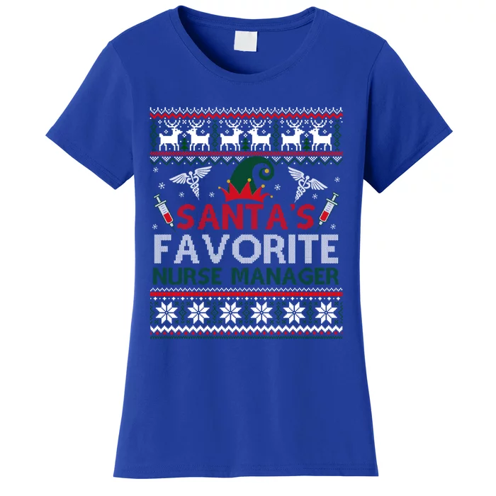 Santas Favorite Nurse Ager Elf Christmas Gift Ugly Gift Women's T-Shirt