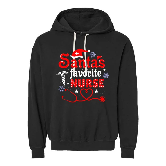 SantaS Favorite Nurse Christmas Garment-Dyed Fleece Hoodie