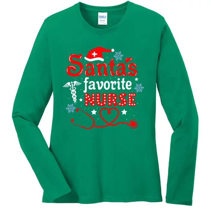 SantaS Favorite Nurse Christmas Ladies Long Sleeve Shirt