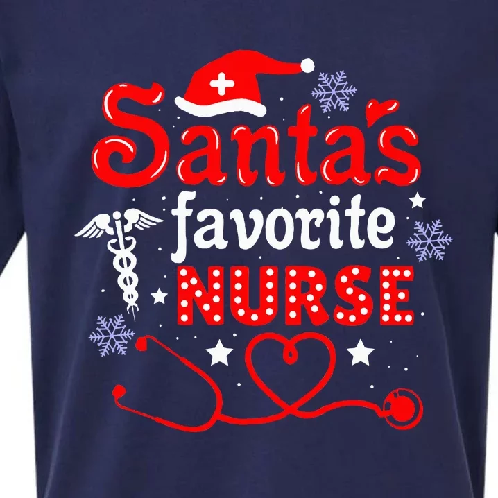 SantaS Favorite Nurse Christmas Sueded Cloud Jersey T-Shirt