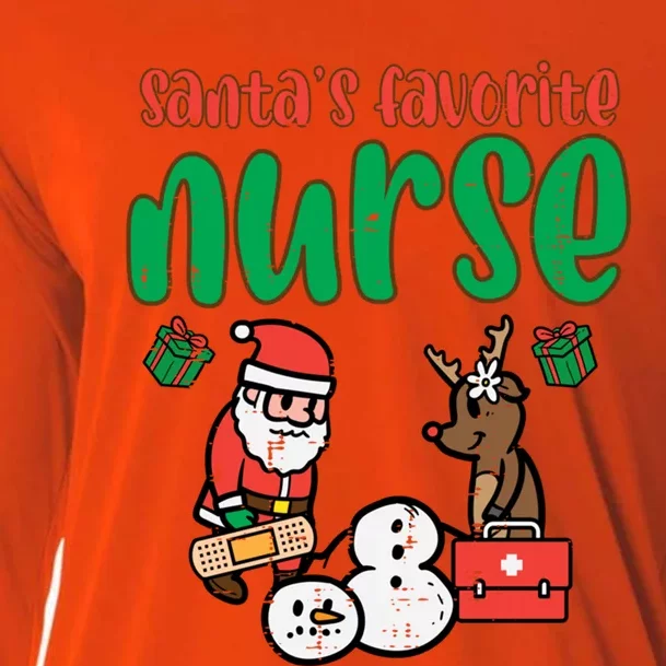 Santas Favorite Nurse Christmas Xmas Nursing Scrub Top Gift Cooling Performance Long Sleeve Crew