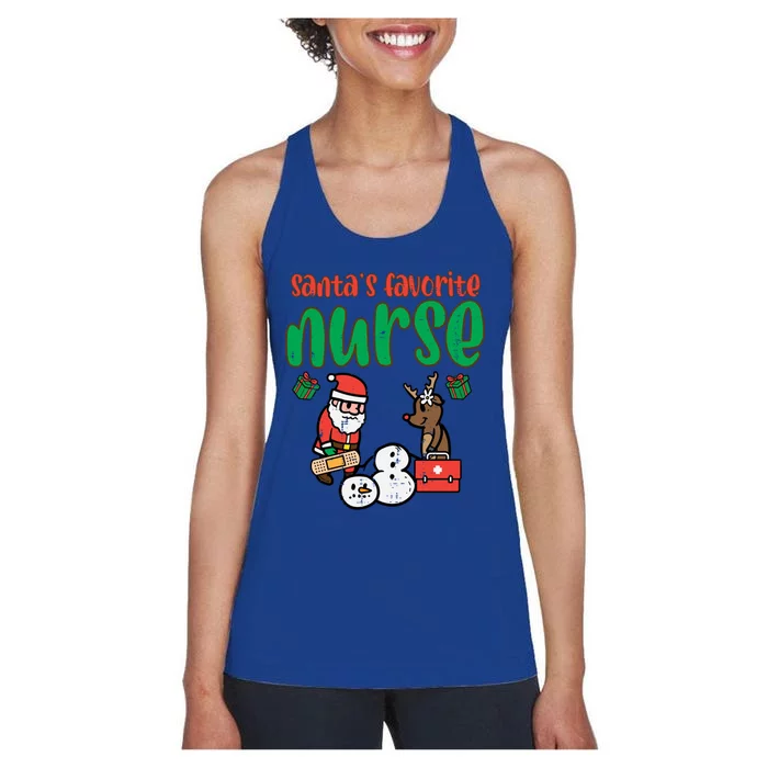 Santas Favorite Nurse Christmas Xmas Nursing Scrub Top Gift Women's Racerback Tank