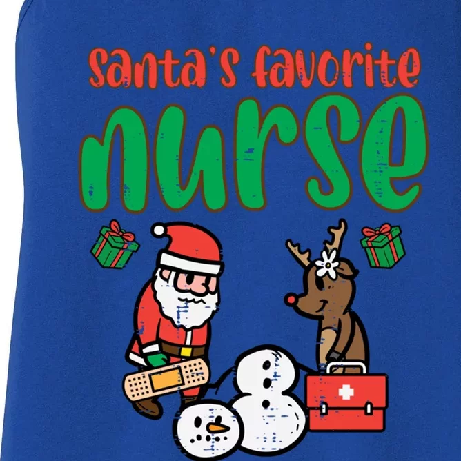 Santas Favorite Nurse Christmas Xmas Nursing Scrub Top Gift Women's Racerback Tank