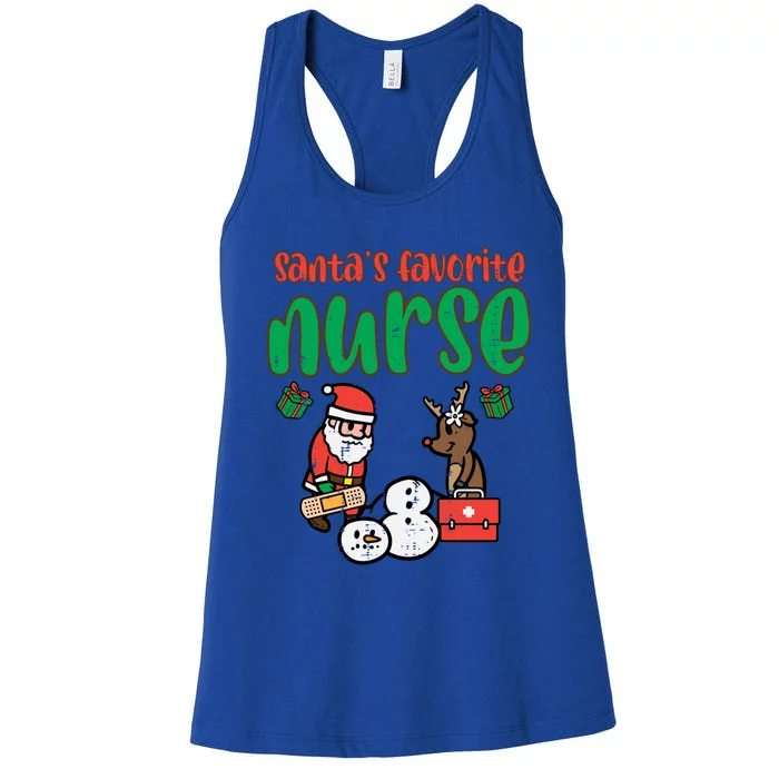 Santas Favorite Nurse Christmas Xmas Nursing Scrub Top Gift Women's Racerback Tank