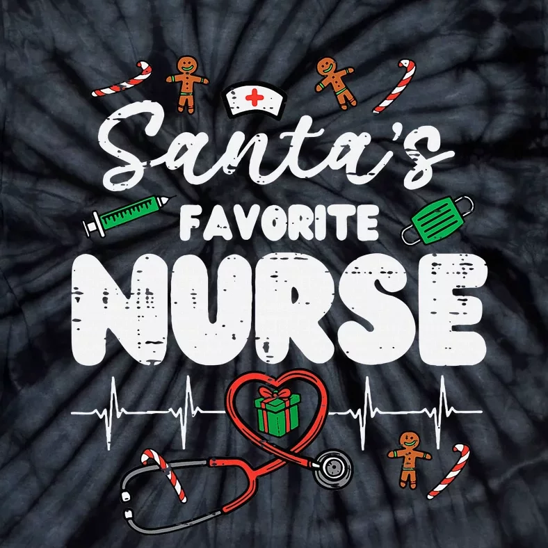 Santas Favorite Nurse Christmas Xmas Nursing Tie-Dye T-Shirt