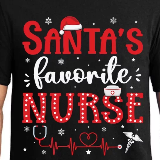 Santas Favorite Nurse Christmas Xmas Nursing Scrub Top Cool Gift Pajama Set