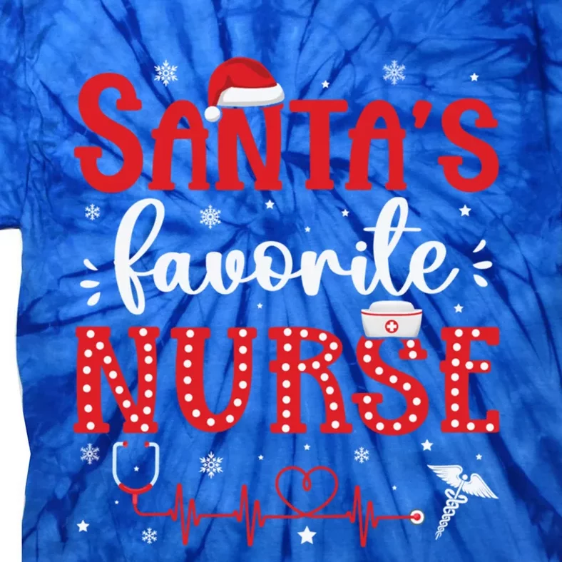 Santas Favorite Nurse Christmas Xmas Nursing Scrub Top Cool Gift Tie-Dye T-Shirt