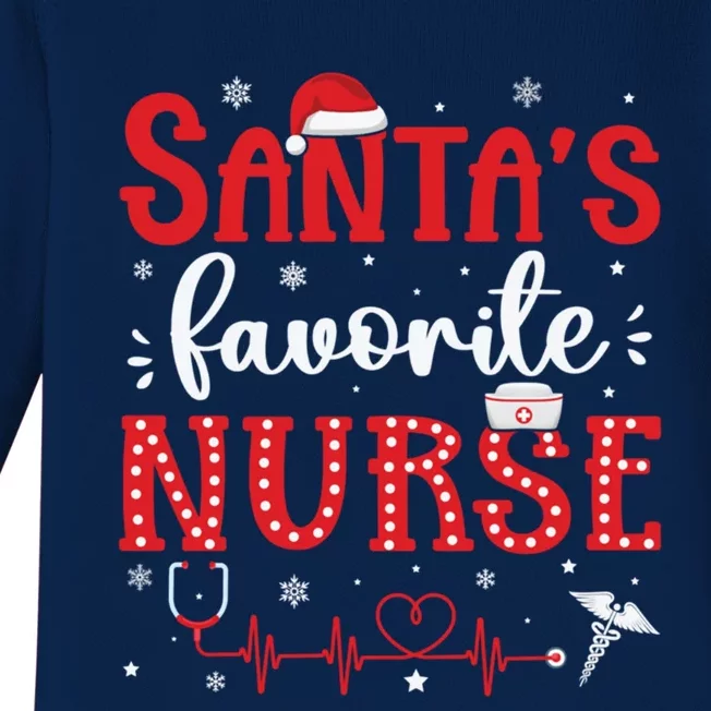 Santas Favorite Nurse Christmas Xmas Nursing Scrub Top Cool Gift Baby Long Sleeve Bodysuit