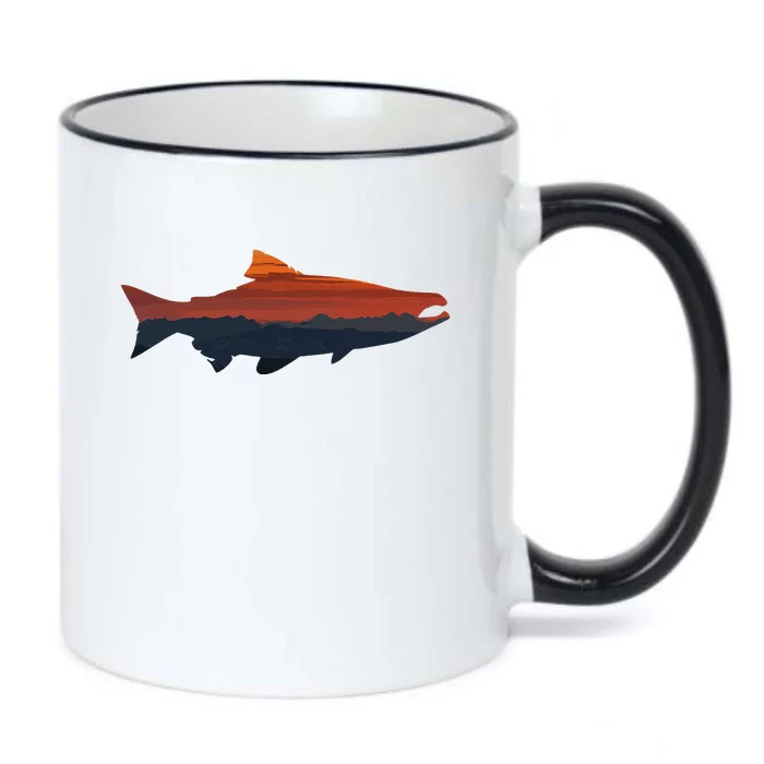 Salmon Fishing Nature Outdoor Hiking Camping Fisherman Gift Black Color Changing Mug