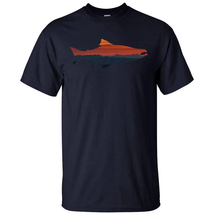 Salmon Fishing Nature Outdoor Hiking Camping Fisherman Gift Tall T-Shirt