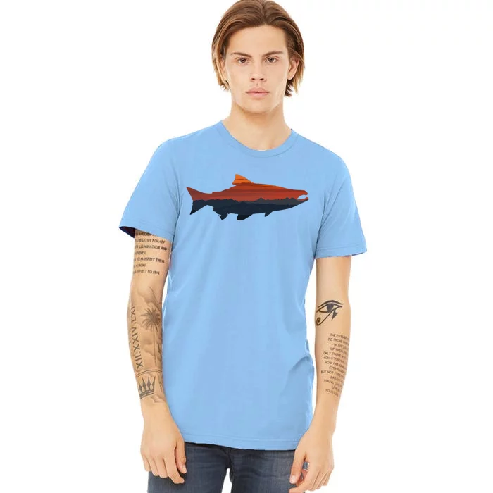 Salmon Fishing Nature Outdoor Hiking Camping Fisherman Gift Premium T-Shirt