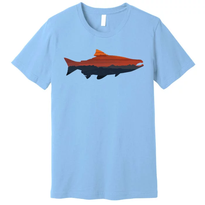 Salmon Fishing Nature Outdoor Hiking Camping Fisherman Gift Premium T-Shirt