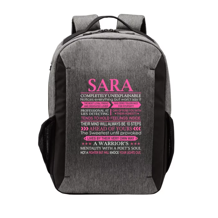 Sara First Name Meaningful Gift Funny Sara Gift Vector Backpack