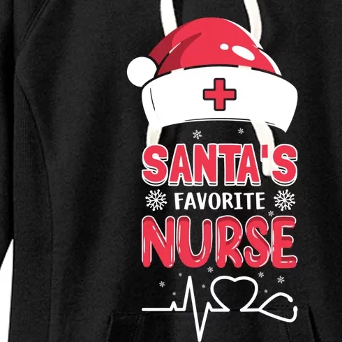 Santas Favorite Nurse Christmas Xmas Nursing Scrub Top Great Gift Women's Fleece Hoodie