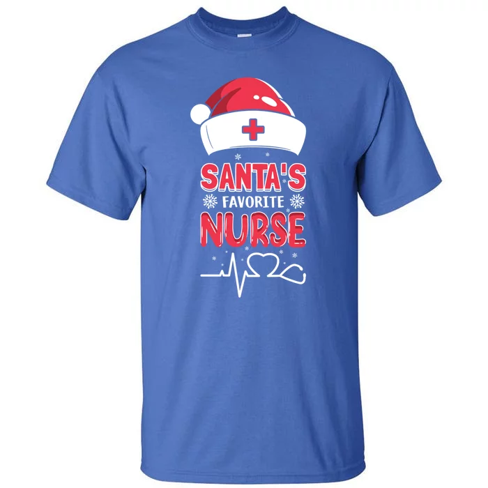 Santas Favorite Nurse Christmas Xmas Nursing Scrub Top Great Gift Tall T-Shirt