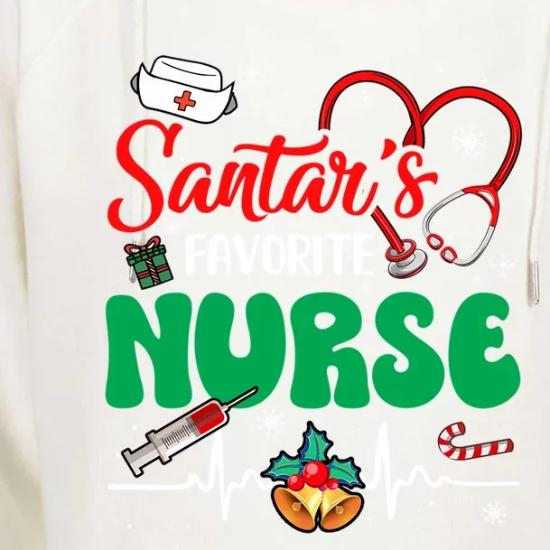 Santas Favorite Nurse Christmas Xmas Nursing Gift Womens Funnel Neck Pullover Hood