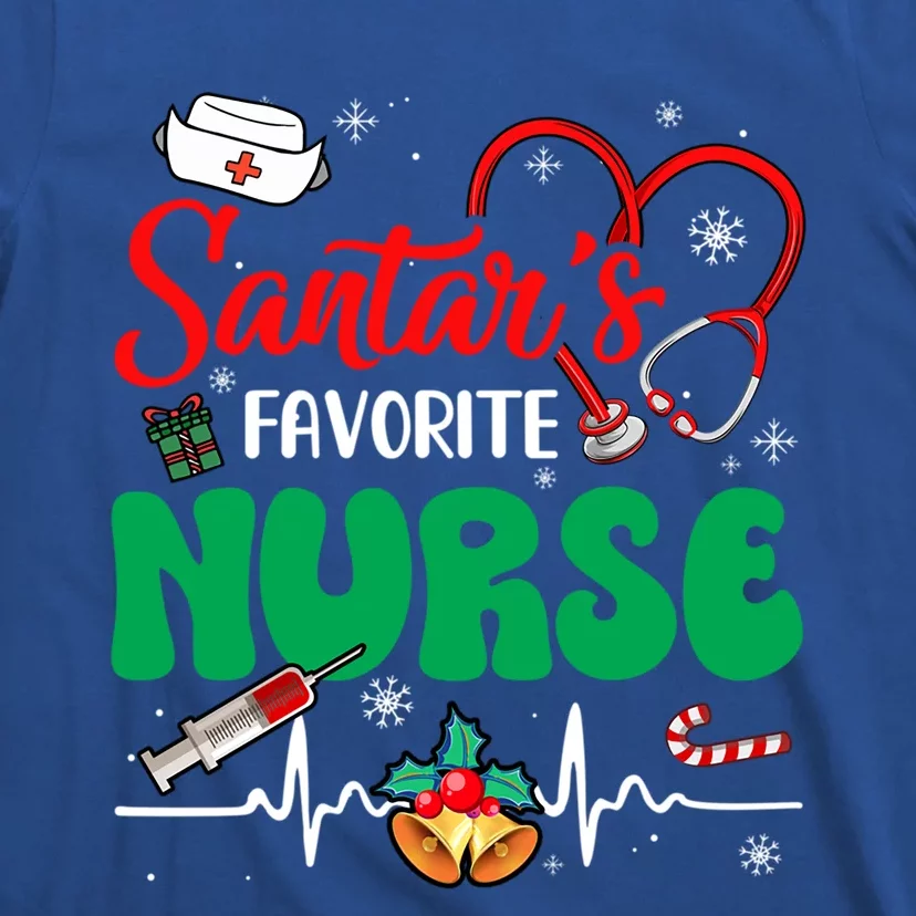 Santas Favorite Nurse Christmas Xmas Nursing Gift T-Shirt