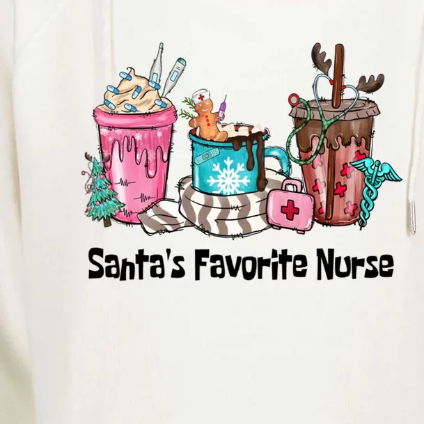 SantaS Favorite Nurse Ing Coffee Christmas Xmas Scrub Funny Gift Womens Funnel Neck Pullover Hood