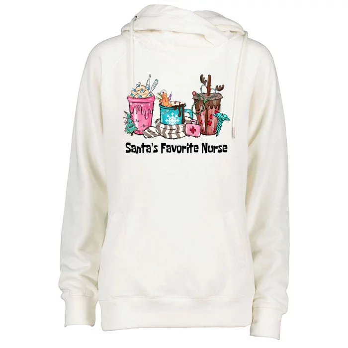 SantaS Favorite Nurse Ing Coffee Christmas Xmas Scrub Funny Gift Womens Funnel Neck Pullover Hood