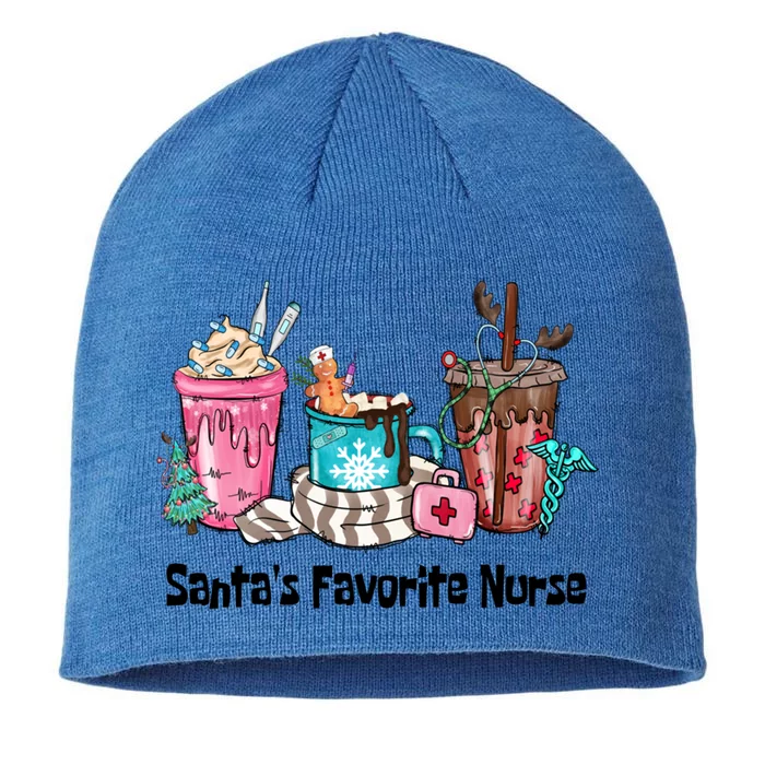 SantaS Favorite Nurse Ing Coffee Christmas Xmas Scrub Funny Gift 8 1/2in Sustainable Knit Beanie