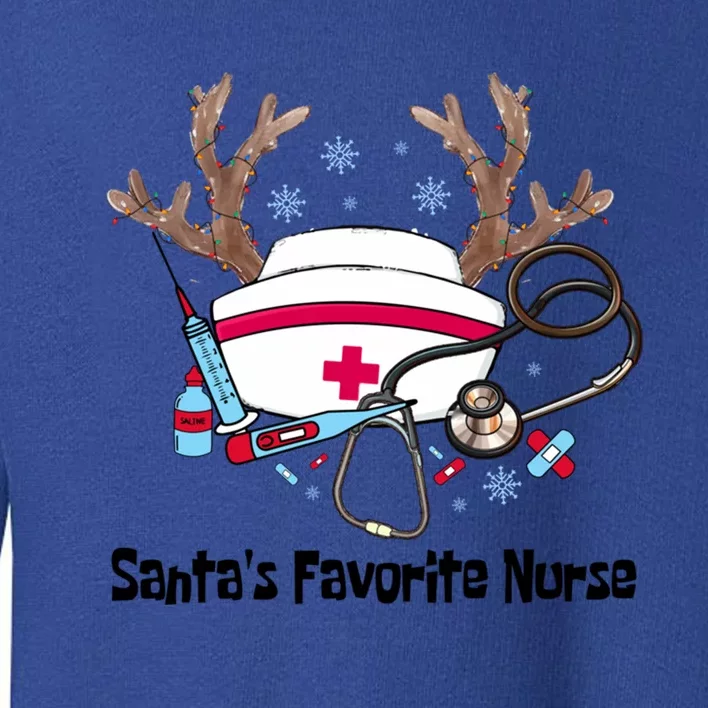 SantaS Favorite Nurse Life Christmas Reindeer Xmas Scrub Gift Toddler Sweatshirt