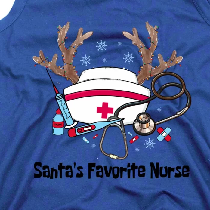 SantaS Favorite Nurse Life Christmas Reindeer Xmas Scrub Gift Tank Top