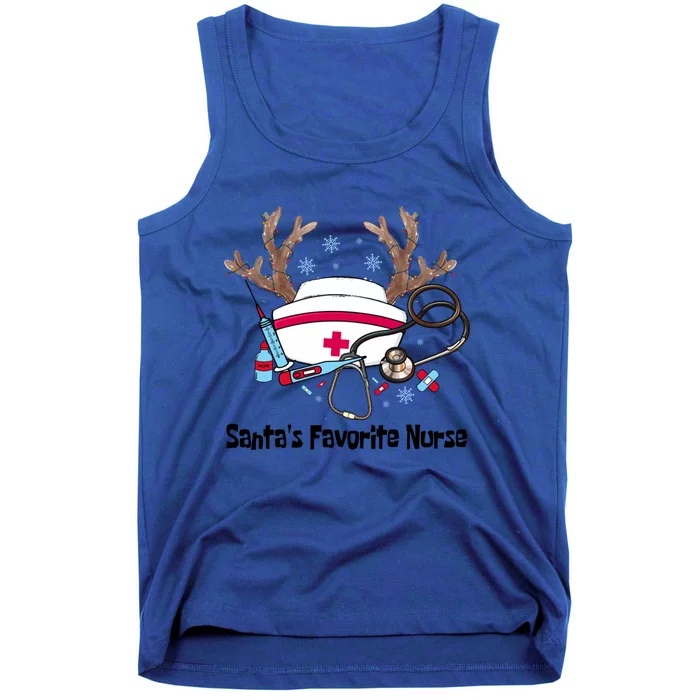 SantaS Favorite Nurse Life Christmas Reindeer Xmas Scrub Gift Tank Top