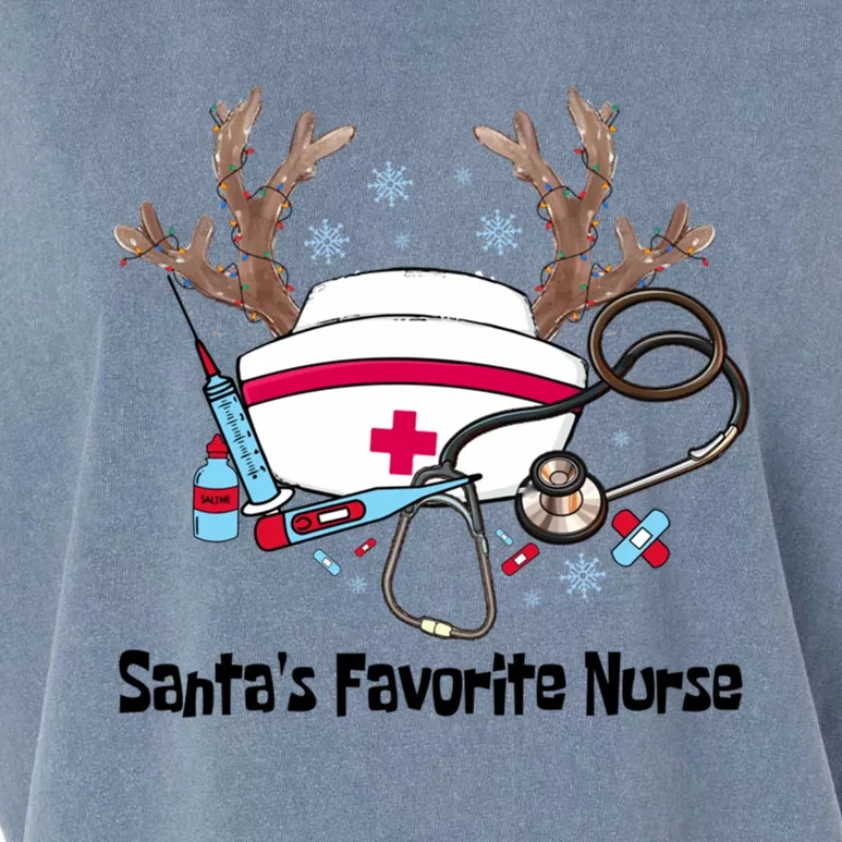 SantaS Favorite Nurse Life Christmas Reindeer Xmas Scrub Gift Garment-Dyed Women's Muscle Tee