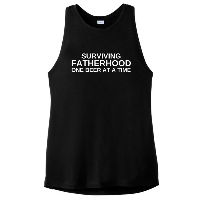 Surviving Fatherhood One Beer At A Time Ladies Tri-Blend Wicking Tank