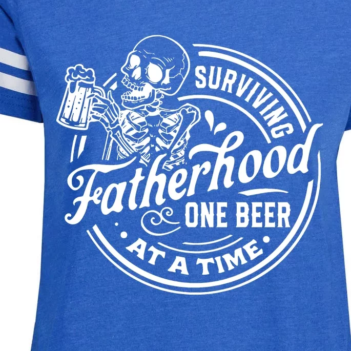 Surviving Fatherhood One Beer At A Time Fathers Day Funny Dad Be Enza Ladies Jersey Football T-Shirt