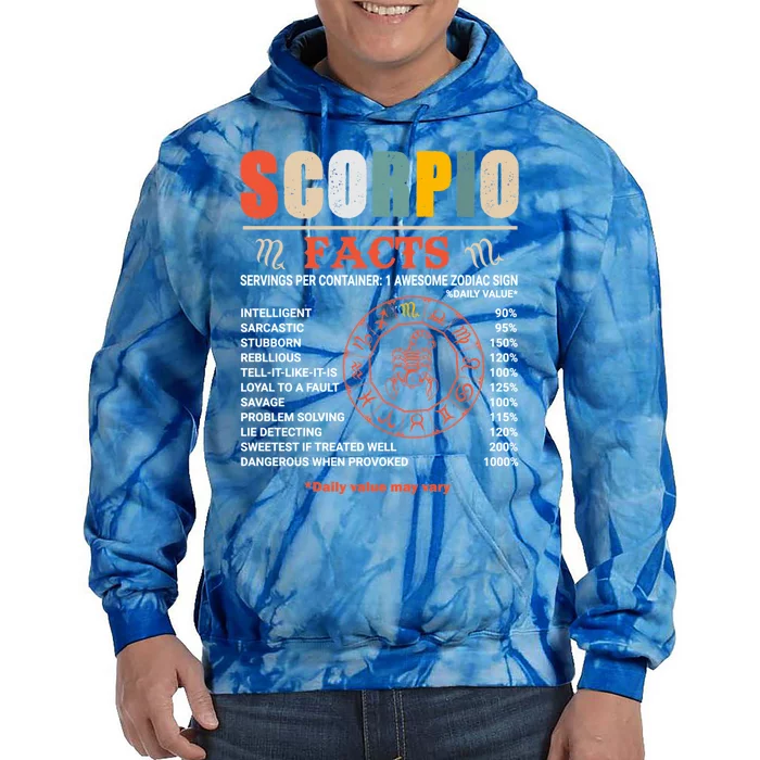 Scorpio Facts October November Birthday Zodiac Sign Gift Tie Dye Hoodie