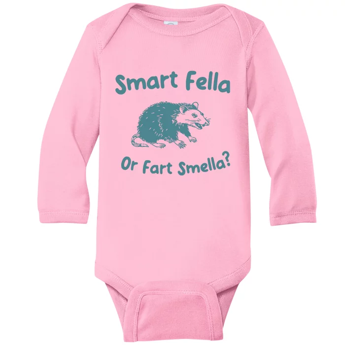 Smart Fella Or Fart Smella Vintage Style Baby Long Sleeve Bodysuit