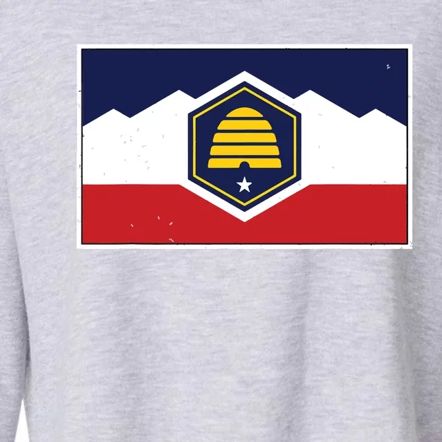 State Flag Of Utah New 2024 Beehive Banner Cropped Pullover Crew