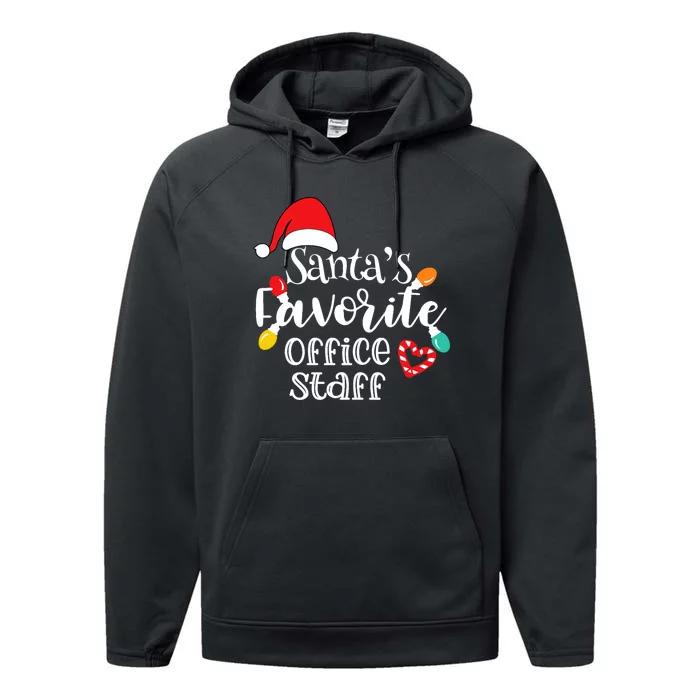 SantaS Favorite Office Staff Christmas Lights Santa Hat Performance Fleece Hoodie