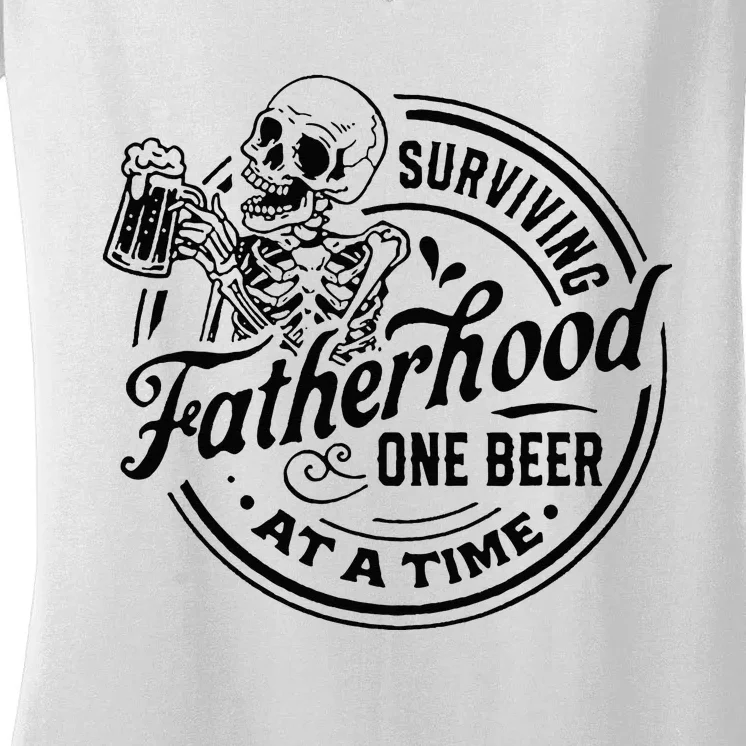 Surviving Fatherhood One Beer At A Time Women's V-Neck T-Shirt