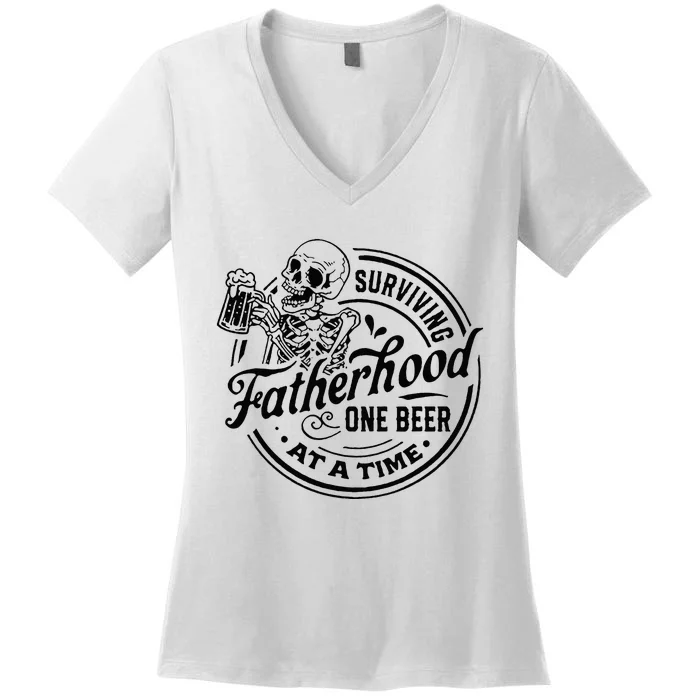 Surviving Fatherhood One Beer At A Time Women's V-Neck T-Shirt