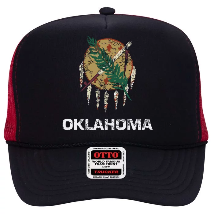 State Flag Of Oklahoma Tulsa Norman Oklahoma City High Crown Mesh Trucker Hat