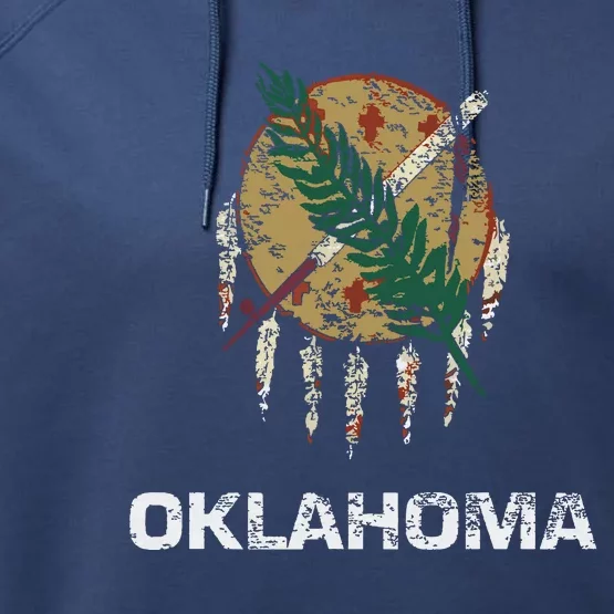 State Flag Of Oklahoma Tulsa Norman Oklahoma City Performance Fleece Hoodie