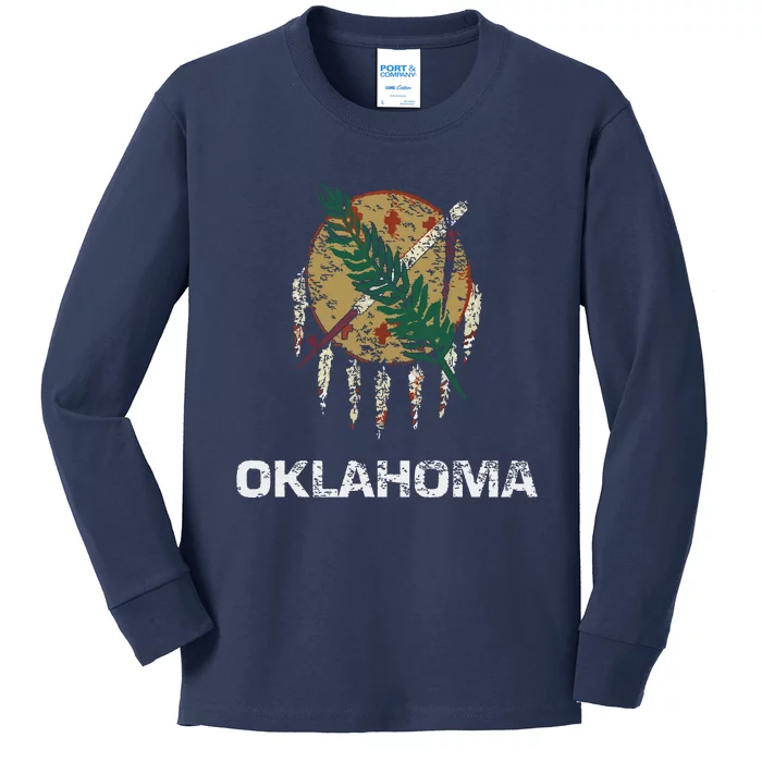 State Flag Of Oklahoma Tulsa Norman Oklahoma City Kids Long Sleeve Shirt