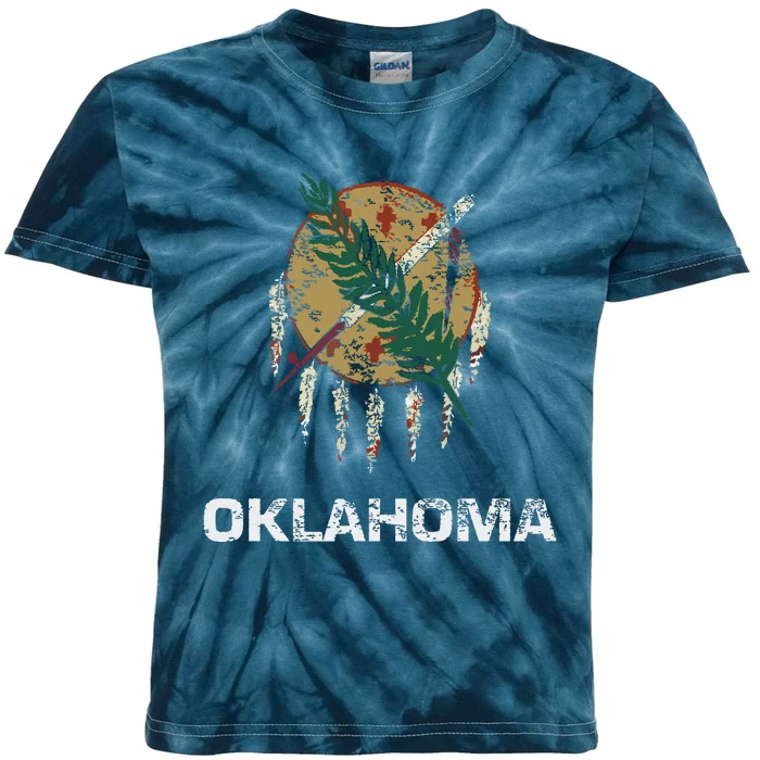 State Flag Of Oklahoma Tulsa Norman Oklahoma City Kids Tie-Dye T-Shirt