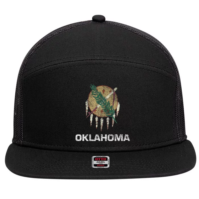 STATE FLAG OF OKLAHOMA TULSA NORMAN OKLAHOMA CITY 7 Panel Mesh Trucker Snapback Hat