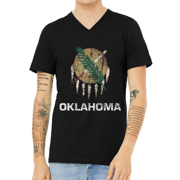 STATE FLAG OF OKLAHOMA TULSA NORMAN OKLAHOMA CITY V-Neck T-Shirt