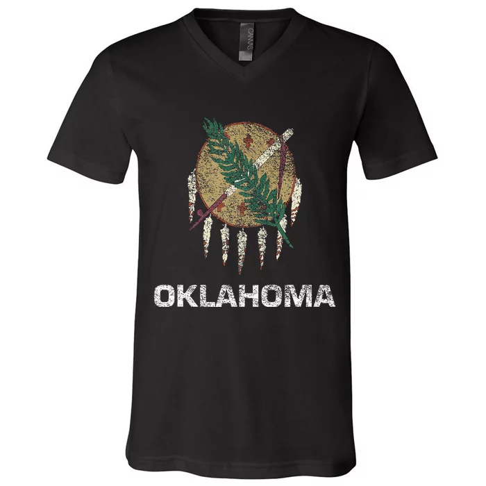 STATE FLAG OF OKLAHOMA TULSA NORMAN OKLAHOMA CITY V-Neck T-Shirt