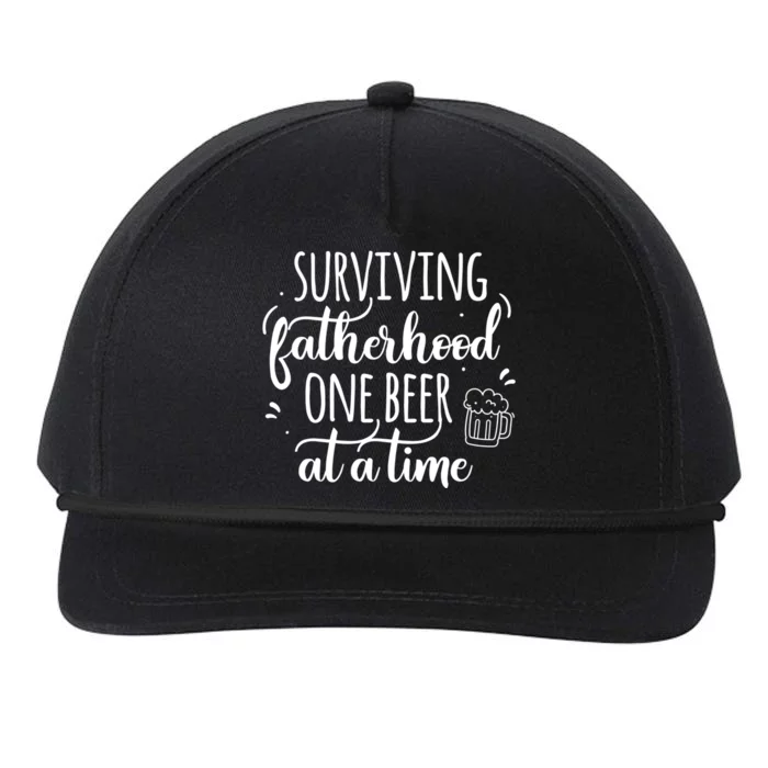 Surviving Fatherhood One Beer At A Time Funny Dad Joke Quote Great Gift Snapback Five-Panel Rope Hat