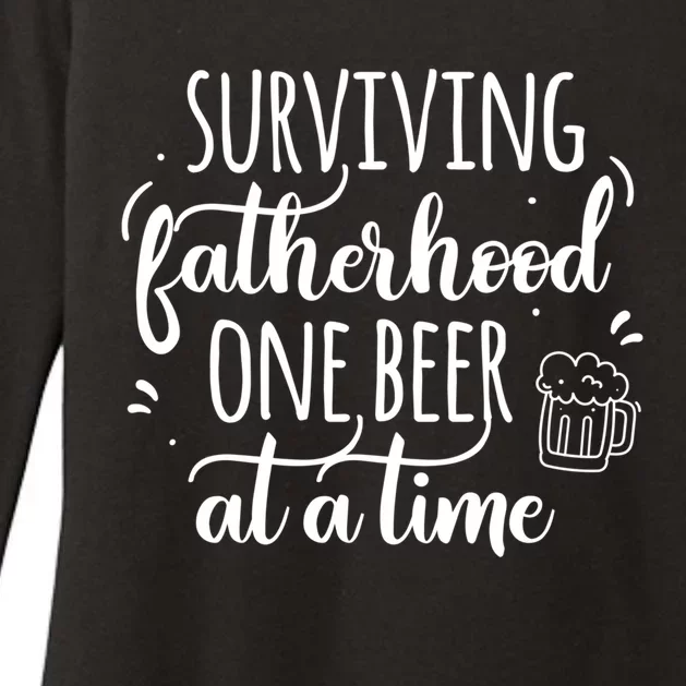 Surviving Fatherhood One Beer At A Time Funny Dad Joke Quote Great Gift Womens CVC Long Sleeve Shirt