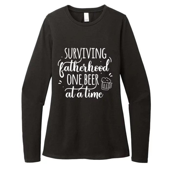 Surviving Fatherhood One Beer At A Time Funny Dad Joke Quote Great Gift Womens CVC Long Sleeve Shirt