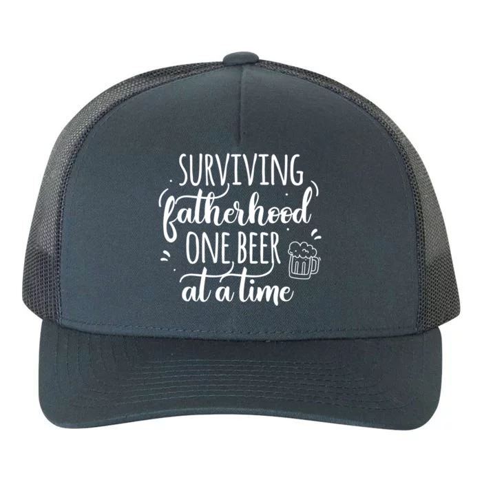 Surviving Fatherhood One Beer At A Time Funny Dad Joke Quote Great Gift Yupoong Adult 5-Panel Trucker Hat